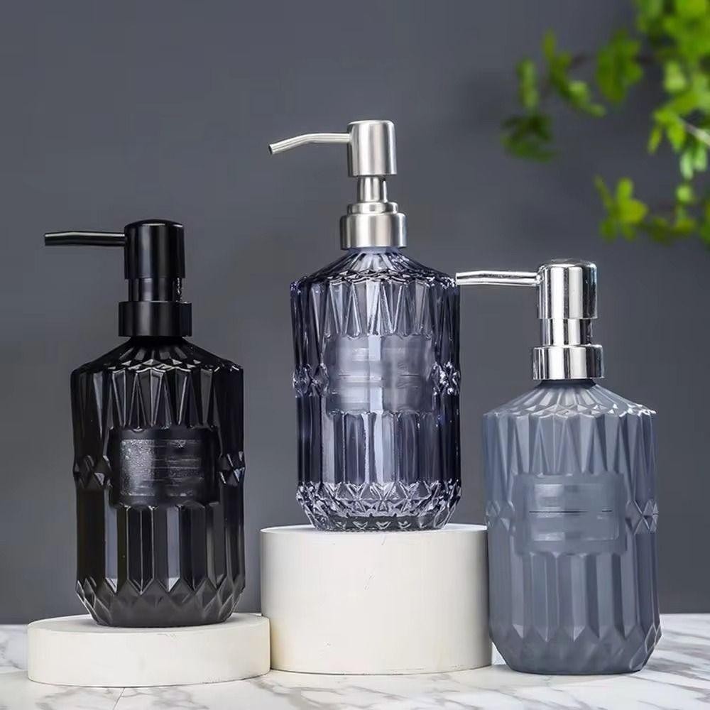 Trendyzone ขวดโลชั่นแชมพู, ปั๊มกด 450 มล. เครื่องจ่ายสบู่แบบแมนนวล, แก้วขวดเจลทําความสะอาดมืออุปกรณ์เสริมในห้องน้ําสไตล์นอร์ดิก