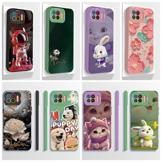 สําหรับ OPPO A73 A93 Reno 4F Reno4 Lite F17 Pro 4G เคสโทรศัพท์ความงามการ์ตูนนักบินอวกาศฝาครอบซิลิโคนกันกระแทกปลอก