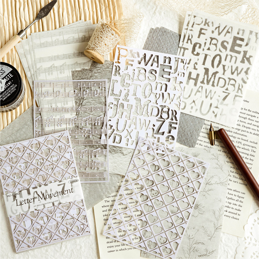 คุซโม 27ชิ้น/แพ็ค วินเทจสําเภาบันทึกภาพตัดปะกลวงวัสดุกระดาษ[ชุดศิลปะระหว่างกระดาษ]ทําเองอุปกรณ์สมุดภาพไดอารี่เดคโคกระดาษคาร์ฟท์ บูโจเครื่องเขียน