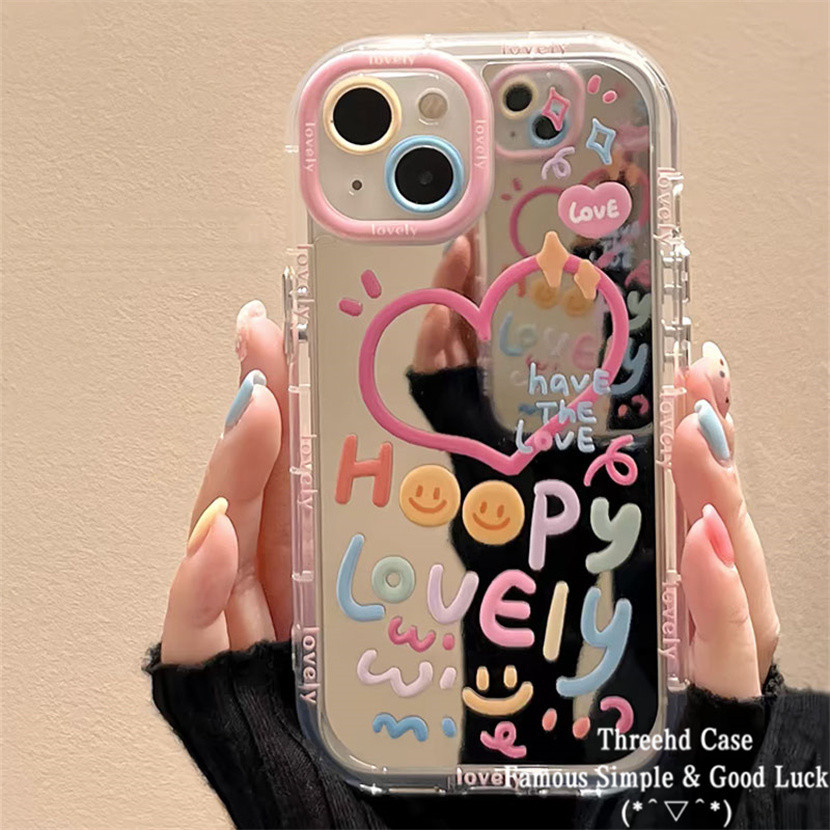 ปลอกสําหรับ Infinix Note Hot 40 Pro 30i 40i สมาร์ท 8 Tecno Spark GO 2024 Spark 20C 20 Hot 9 Play ITEL RS4 INS ครีมกระจกพัฟกรณี Love Graffiti ข้อความกันกระแทก TPU ปกอ่อน