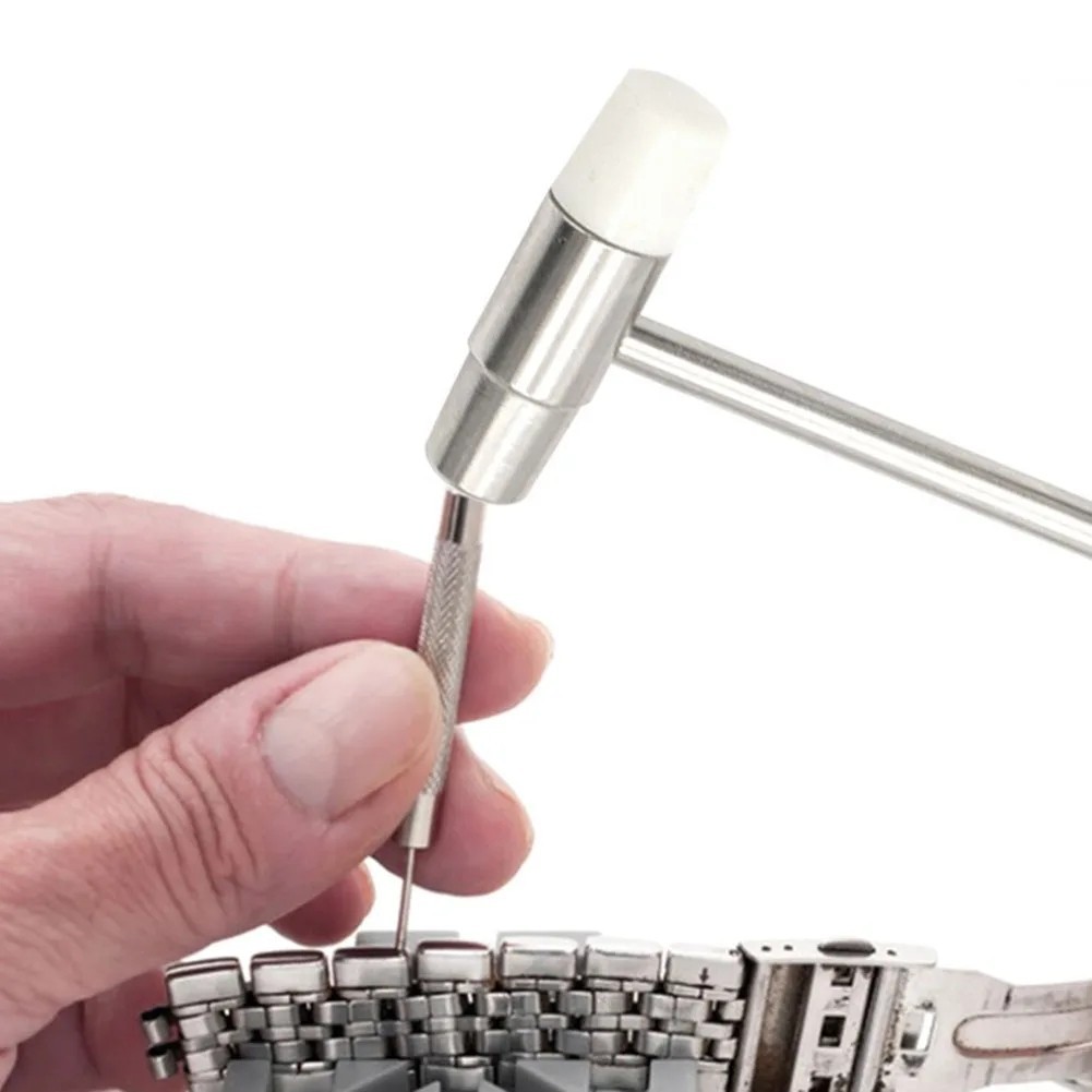 เครื่องมือปรับสายนาฬิกาพร้อมหมุดเสริม 5 ชิ้นสําหรับนาฬิกาสร้อยข้อมือปรับนาฬิกาแบบพกพาถอดลิงค์นาฬิกาชุดถอดลิงค์สายนาฬิกาเครื่องมือซ่อม - รูปที่ 3