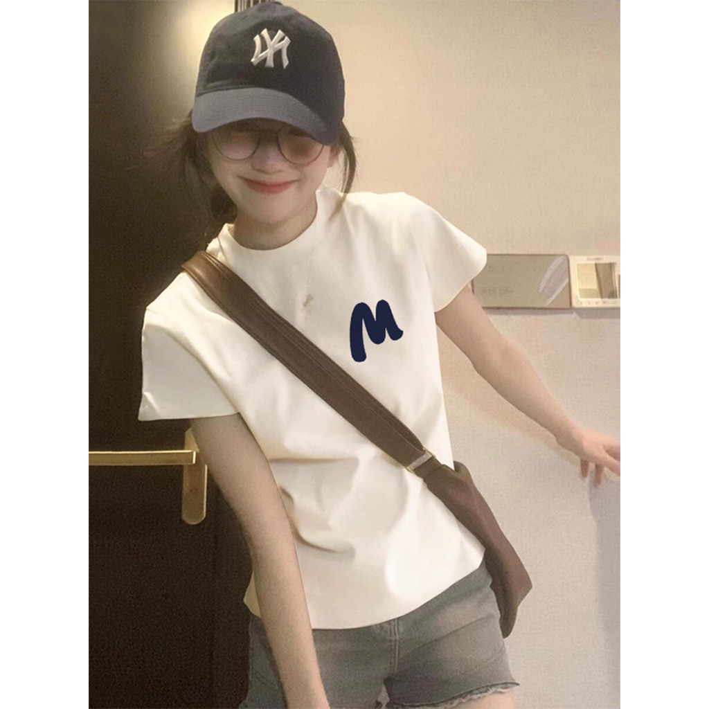 COD✅ (กรุงเทพจัดส่งสินค้า)BOOM Shop100% เสื้อยืดแขนสั้นมีสไตล์ หลวมและอเนกประสงค์ดูเพรียวบาง#51454