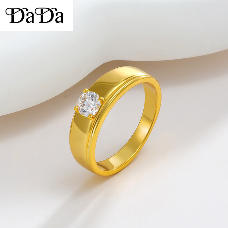อิตาเลี่ยนแหวนทองคําแท้แหวนทองคําแท้ 0.3g Non-Peeling แหวนทอง 24k สุภาพสตรี Four-Claw Zirconia หรูหราสุภาพสตรีแฟชั่นอุปกรณ์เสริม