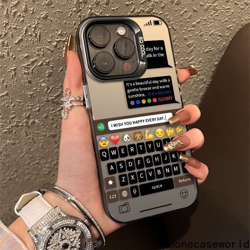 เหมาะสำหรับiPhone11 12 13 14 15Pro Promax XSMAX 8pXrสร้างสรรค์ข้อความอินเทอร์เฟซสัตว์อิโมติคอน,Frostedโทรศัพท์มือถือกรณี