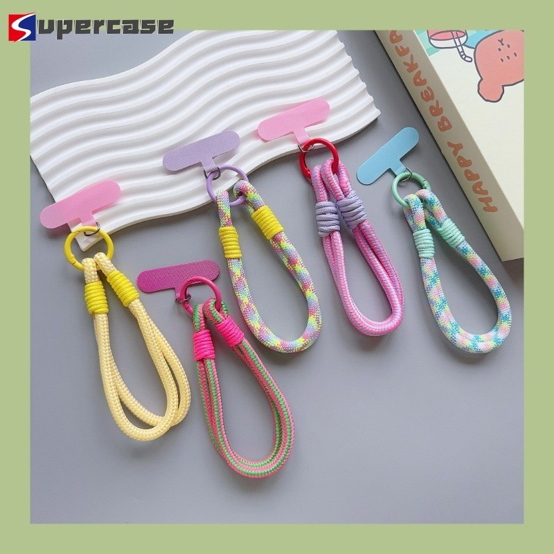 ใหม่ที่มีสีสันถักเปียโทรศัพท์เชือกเส้นเล็กสั้น โดปามีน เดินทางกลางแจ้งแบบพกพาข้อมือเชือกเส้นเล็กสีคมชัดป้องกันการสูญหายกรณีโทรศัพท์มือถือเชือก
