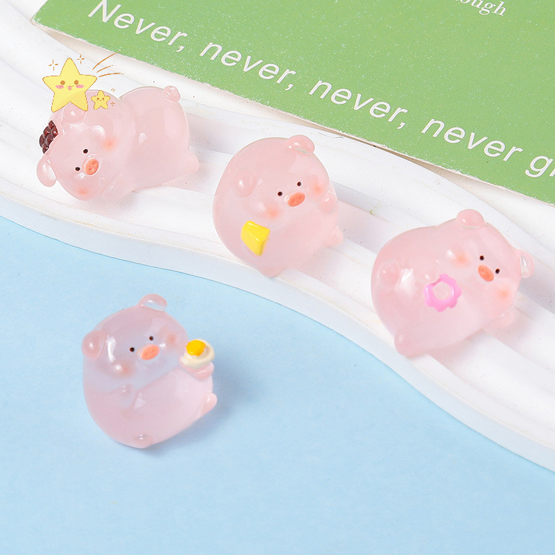 [JBTH] 1pc Luminous Mini Animals 3D Piggy Micro Landscape Ornament เรืองแสง Miniature รูปปั้นตกแต่งบ้าน [JB]