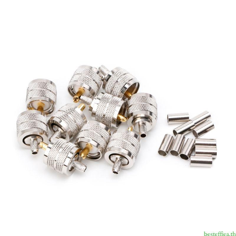 Beste 10PCS UHF ชาย PL259 ปลั๊ก Crimp RG58 142 LMR195 RG400 สกรูข้อต่อเชื่อมต่อ