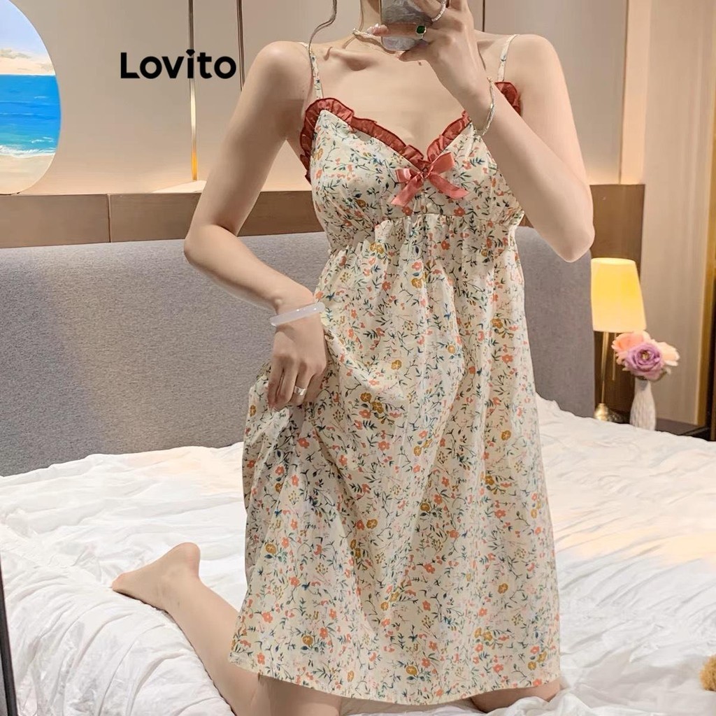 Lovito ชุดนอนลายดอกไม้ ดิทซี่ แบบสบาย ๆ สำหรับผู้หญิง LNM73122