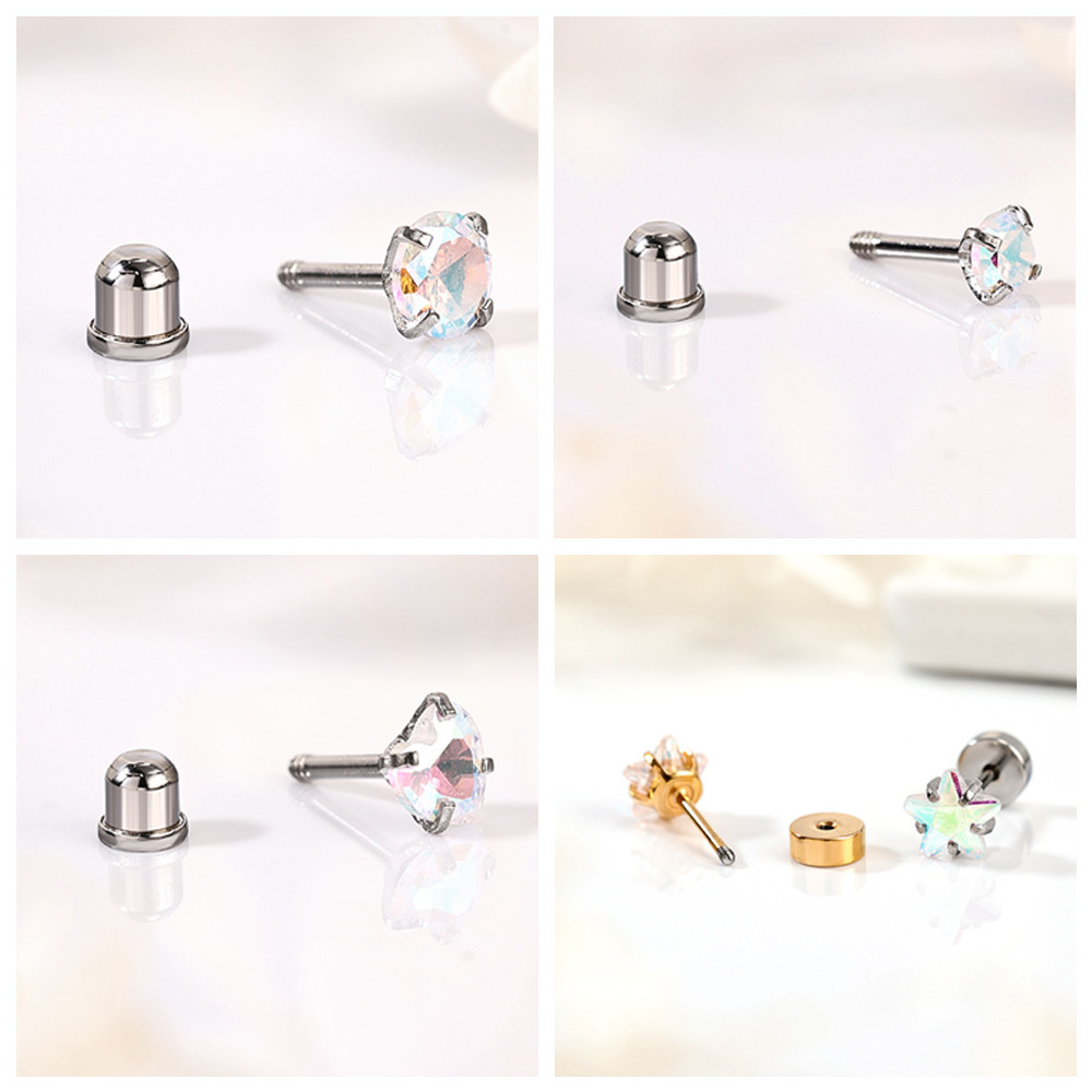 1 Pc Stianless Steel Ear Stud 20G เจาะหูหัวใจคริสตัลสตั๊ดต่างหูด้ายภายในต่างหู ราคา ถูกที่สุด ดีลบีเคเค แกลเลอรีภาพที่ 4