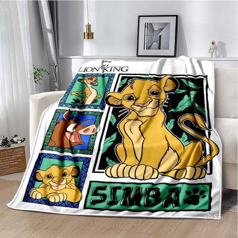 Disney Lion King Simba การ์ตูนอะนิเมะผ้าห่มสําหรับ Super Soft น่ารักผ้าห่มสําหรับเดินทางผ้าปูที่นอนโซฟาผ้าห่มของขวัญวันเกิด