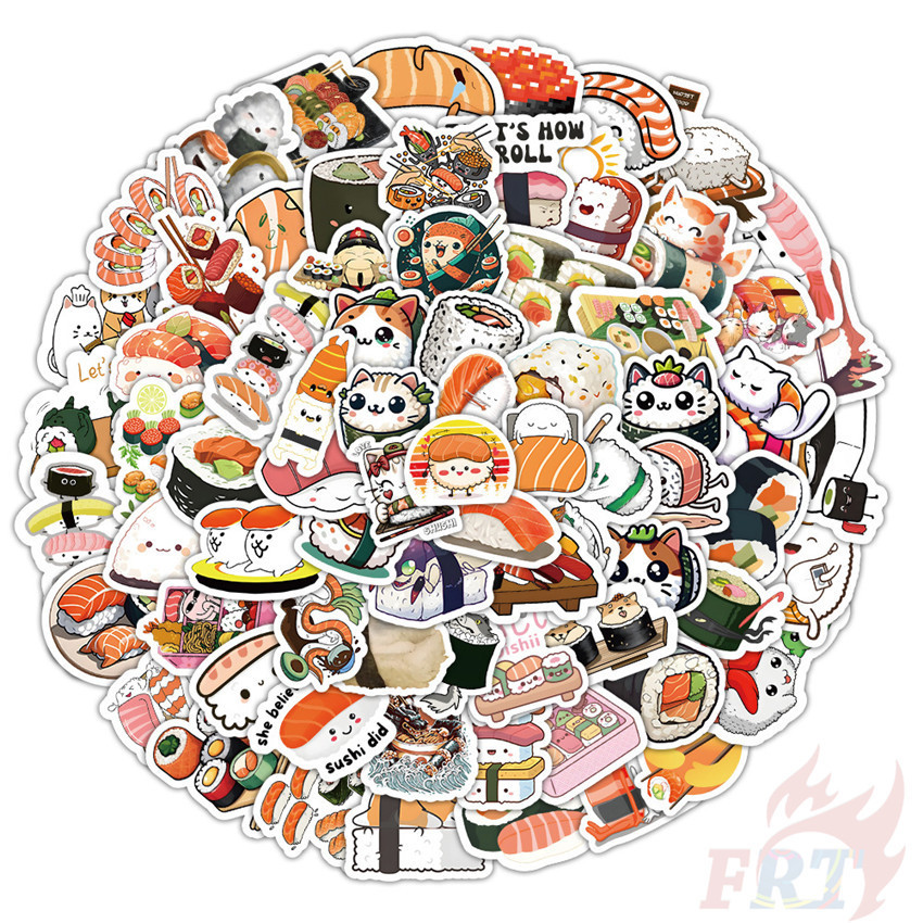 100ชิ้น/เซ็ต อาหารอร่อย . สติ๊กเกอร์อิโมจิซูชิตลก Diy แฟชั่นสติ๊กเกอร์ Doodle กันน้ํา