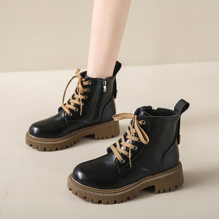 ผู้หญิงคลาสสิก Martin Boots หนัง Pu อเนกประสงค์ Anti Slip สบายหนา Soled รองเท้าผู้หญิงขนาดใหญ่ 35-42