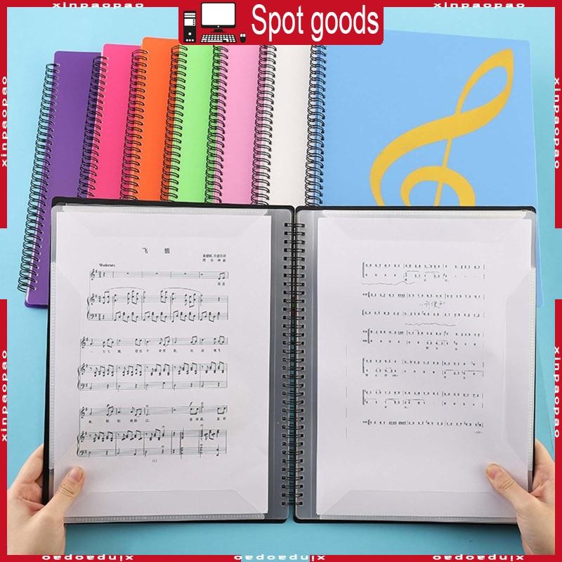 Xi A4 Sheet Music Folders Spiral-Bound Band Folder 20 Sleeves 40 หน้ากันน้ํา