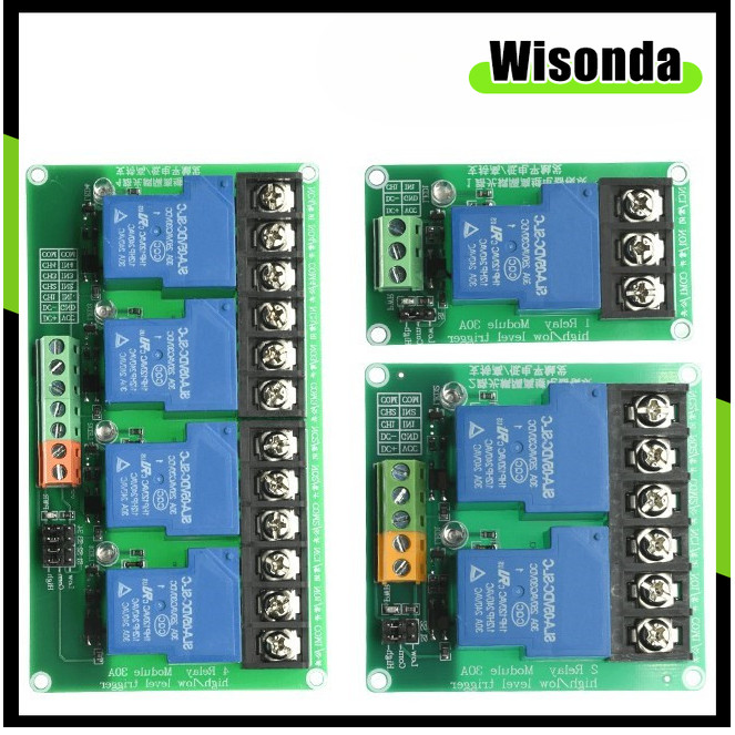1 2 4 8 ช่องโมดูลรีเลย์ 30A พร้อม Optocoupler แยก 5V 12V 24V รองรับ Triger Trigger