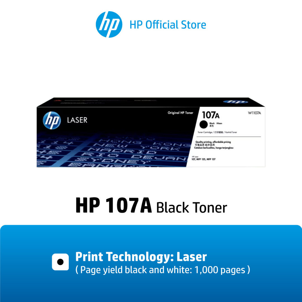 HP 107A Black (ตลับผงหมึกสีดำ) W1107A Original Laser Toner Cartridge