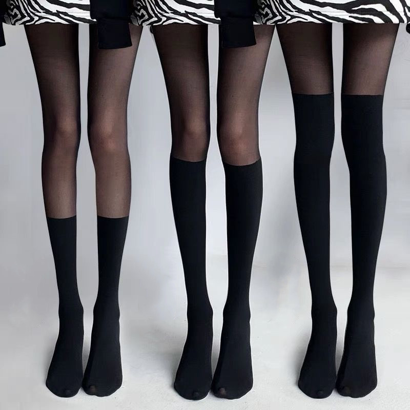 ผู้หญิงเซ็กซี่ Tights Pantyhose Patchwork Sheer สีดําต้นขาสูงถุงน่องถุงน่องผู้หญิงหญิง Hosidery กว่าเข่าลาย Pantyhose