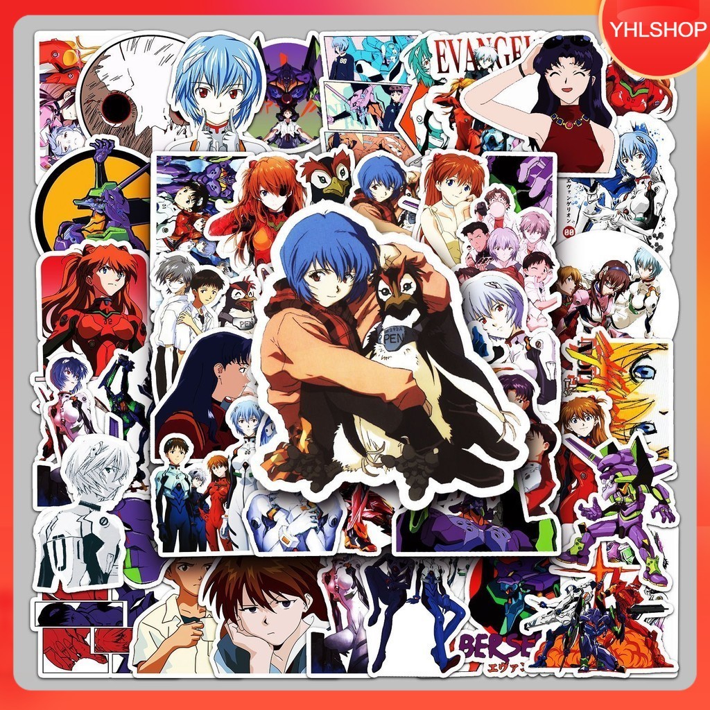 YHL พร้อมส่ง 50แผ่น อีแวนเกเลี่ยน Rei Ayanami Evangelion Sticker กันน้ำ DIY ติดรถ มือถือ