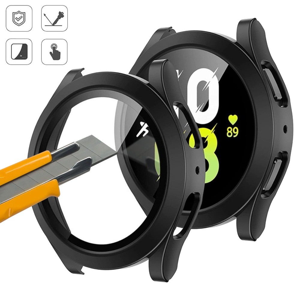 กระจกนิรภัย + PC สําหรับ Samsung Galaxy Watch FE 6 5 4 40 มม.44 มม.PC กันชนป้องกันหน้าจอสําหรับ Galaxy Watch 6 กรณีป้องกัน
