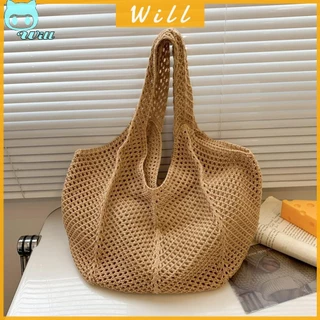 วิล✿กระเป๋าถักโครเชต์ ทรงโท้ท ฉลุลาย เหมาะกับเดินชายหาด แฟชั่นฤดูร้อน สําหรับผู้หญิง