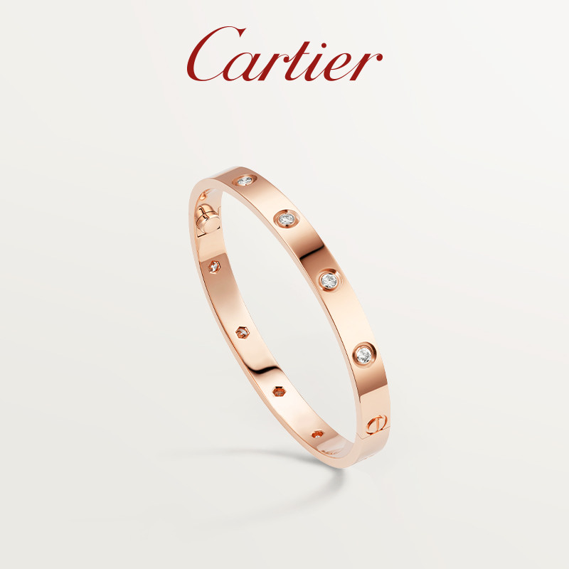 [พร้อมกล่อง] Cartier Cartier LOVE Series Rose Gold Diamond Classic Bracelet [ถุงของขวัญ]