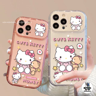 🔥ส่งจากไทย🔥น่ารักสีสันสดใสพร้อมกระจกแต่งหน้าสำหรับ iPhone 11 15 14 13 12 Pro MAX 7 8 14 Plus XR X XS MAX เคส Cartoon Cat