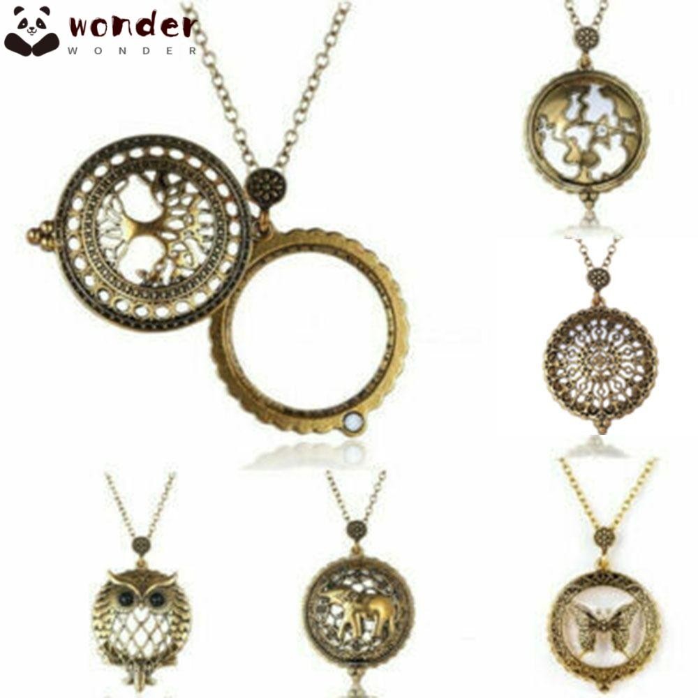 Wonder สร้อยคอจี้แว่นขยาย, จี้แว่นขยายโลหะผสมสีทอง, ของขวัญวินเทจโซ่เสื้อกันหนาว