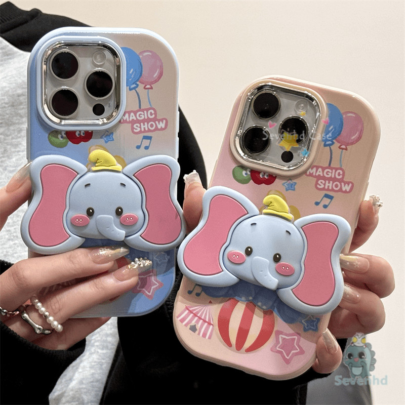 ปลอกสําหรับiphone 11 15 14 13 12 Pro Max 7 8 6 6s Plus SE2020 Xr X Xs Maxน่ารักการ์ตูนMagicแสดงเคสโทรศัพท์ + วงเล็บช้างหรูหรากรอบเงินเลนส์ซิลิคอนกันกระแทกปกอ่อน