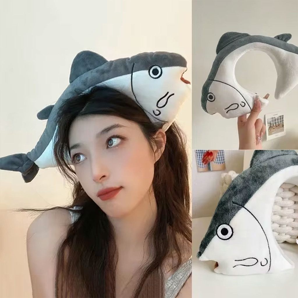 การ์ตูน Plush Ocean สัตว์แถบคาดศีรษะ Shark Hairband ตลก Fluffy ผม Hoop ฮาโลวีนคริสต์มาส Props Theme 