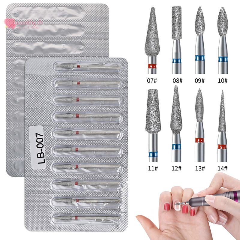 Renbg 10 ชิ้นเพชรเครื่องตัดกัดสําหรับเล็บไฟฟ้าเจาะเล็บ Bits อุปกรณ์เสริม Pedicure เครื่องตะไบเล็บเจล Remover เครื่องมือ TH