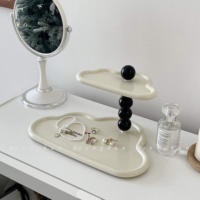 ชั้นวางเครื่องสําอาง Retro High-End สําหรับโต๊ะเครื่องแป้ง ห้องนอน/ทางเข้า Desktop วางน้ําหอม เครื่องประดับ พร้อม Storage