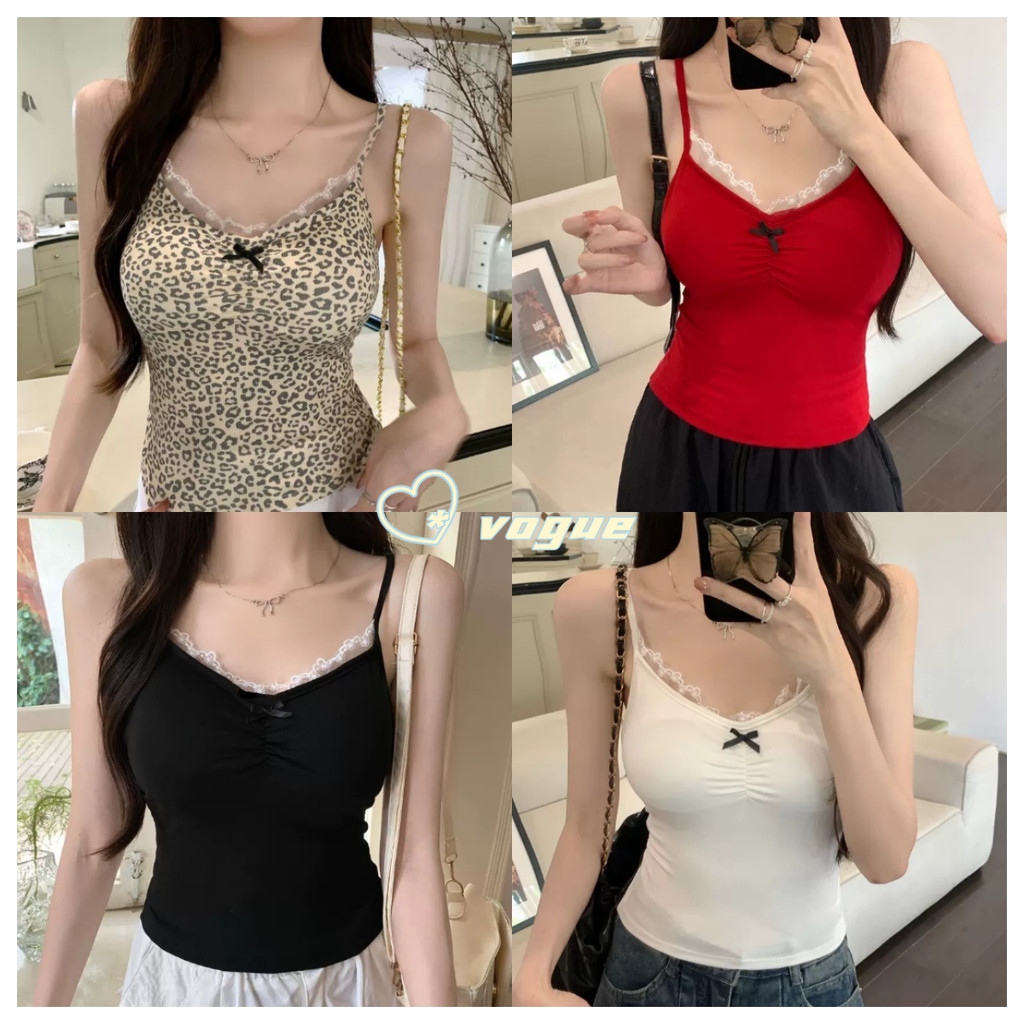Vogue พร้อมส่ง เสื้อสายเดี่ยว มีฟองน้ำ ยืดกำลังดีทรงรัดรูป (FY727-P)