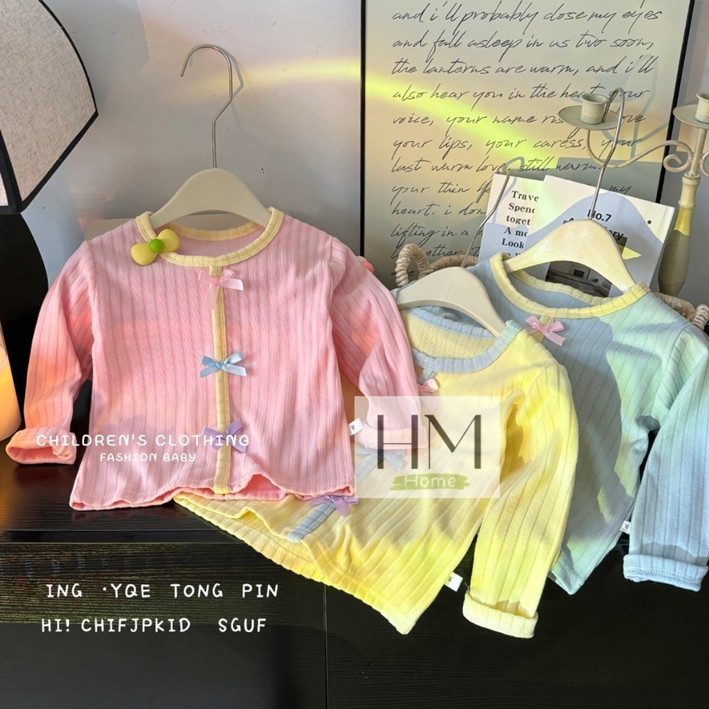 เสื้อยืดแขนยาว เสื้อแขนยาวเด็กผู้หญิง แต่งโบว์น่ารักๆ สำหรับเด็ก6เดือน-4ปี