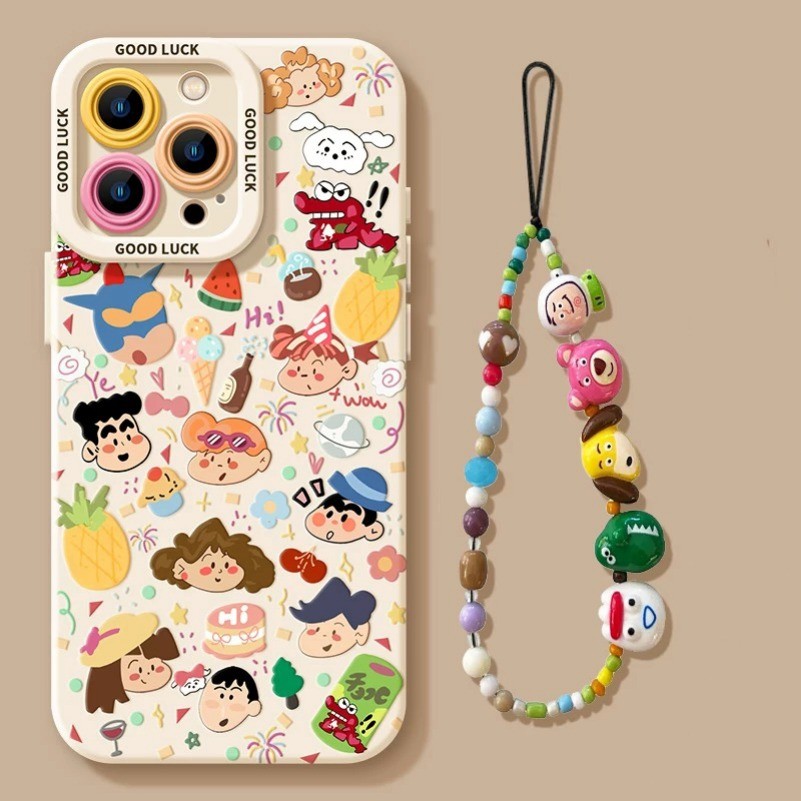 การ์ตูนสตรอเบอร์รี่หมีเคสโทรศัพท์สําหรับiPhone 16 15 14 13 12 11 Pro Max X Xr Xs Max 7 8 Plus SE2020