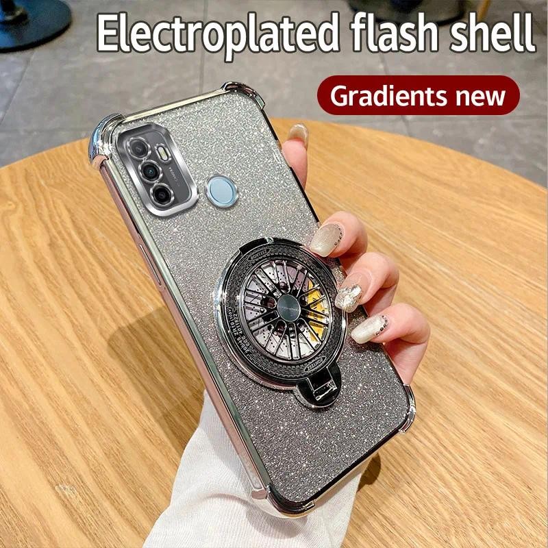 สําหรับ OPPO A53 2020 CPH2127 กรณีกันกระแทก Electroplated TPU หมุน Gyro ฝาครอบเคสโทรศัพท์สําหรับ OPP