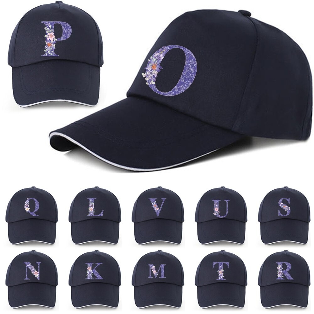 หมวก Snapback หมวกทรงหลวมพอดีสวมใส่สบายสีน้ำเงินเข้มหมวกพ่อสำหรับ Unisex วลีสีม่วงตัวอักษร Gorras ฮิปฮอป