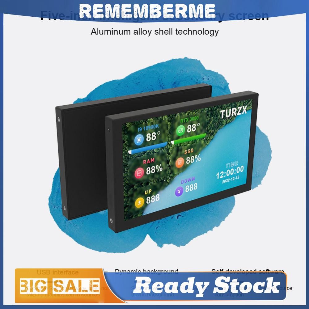 5 นิ้ว IPS หน้าจอรองคอมพิวเตอร์ขนาดเล็กจอแสดงผล USB PC CPU GPU RAM HDD Monitor