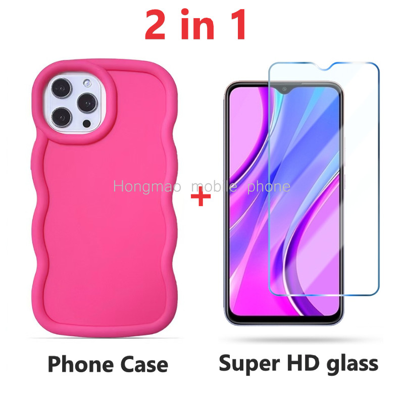 2-in-1 เคสโทรศัพท์กันกระแทก + กระจกนิรภัยป้องกันฟิล์มสําหรับ Huawei Nova Y6P Y7 Y6 Y90 Y70 Y71 Y9 Y9