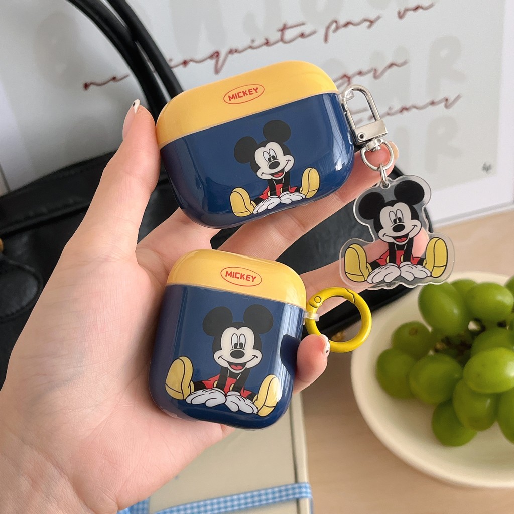 สีเหลืองสีฟ้า Mickey Hard IMD หูฟังสําหรับ AirPods 1 2 3 4 Pro 1 2 หูฟัง Rotective แขวนกรณี