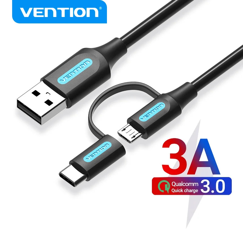 Vention 2 in 1 สาย USB Type C 3A สาย USB ชาร์จเร็ว