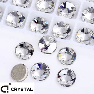 Rivoli เย็บบน Rhinestones รอบลูกปัดแก้วคริสตัล AB เย็บ Rhinestone DIY สําหรับเย็บปักถักร้อย