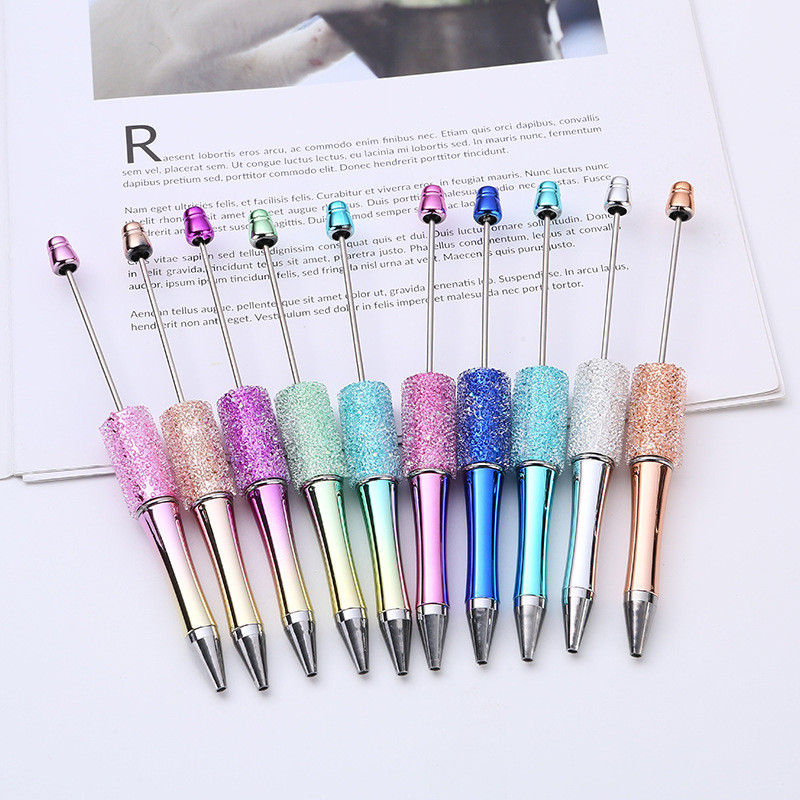 ปากกาน้ําตาล creative diy ปากกาลูกปัด starry rhinestone handmade patch ปากกาลูกลื่นหลายสีปากกาลูกปัด