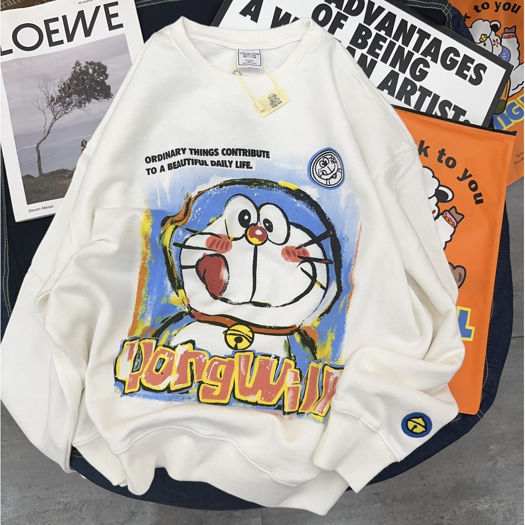 รุ่นระเบิด DIDIKA เสื้อสเวตเตอร์คอกลมลายการ์ตูนผู้หญิงฤดูใบไม้ร่วงแบบใหม่หลวมแขนยาวพิมพ์ลายเสื้อโค้ท