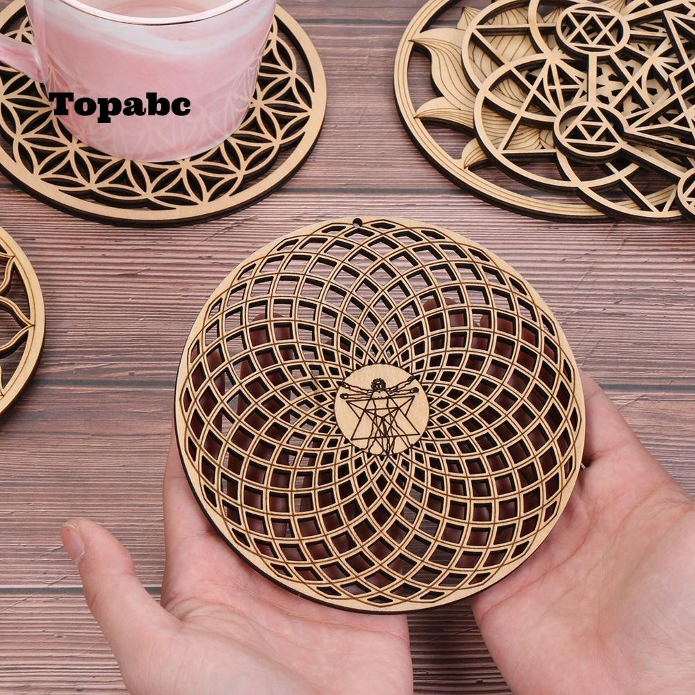 Top Flower Of Life Energy Mat Craft Home Wall Decor ไม้ Wall Art ตกแต่งบ้าน Handmade Coasters ไม้ป้ายผนัง