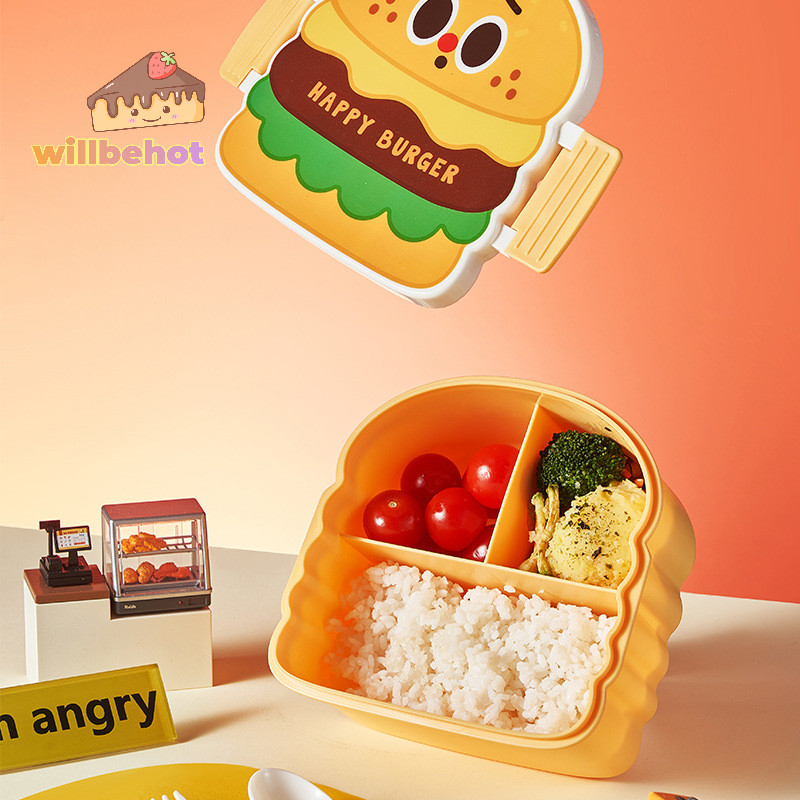 [WillbehotT] กล่องข้าวน่ารักสําหรับเด็กการ์ตูน Fries ไก่ทอดรูปแบบเด็กโรงเรียนอาหารกลางวันกลางแจ้ง Camping Picnic อาหารภาชนะขนาดเล็ก [ใหม่]