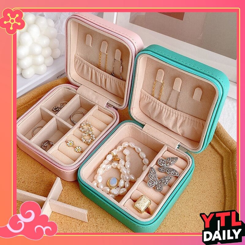 กล่องเครื่องประดับ หนัง PU ขนาดเล็ก สำหรับใส่ต่างหู สร้อยคอ แบบพกพา กล่องใส่เครื่องประดับ จัดส่งที่รวดเร็ว 4 สี