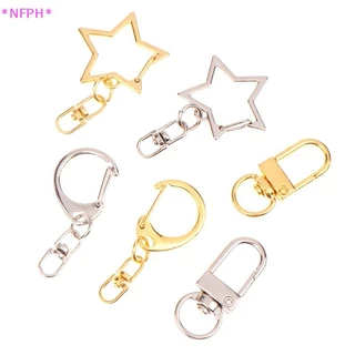 NFPH> 10 ชิ้น Star Pentagram D-shaped Hollow แหวนพวงกุญแจ DIY อุปกรณ์เสริมกุ้งก้ามกรามพวงกุญแจเครื่องประดับทําผลการค้นหาใหม่