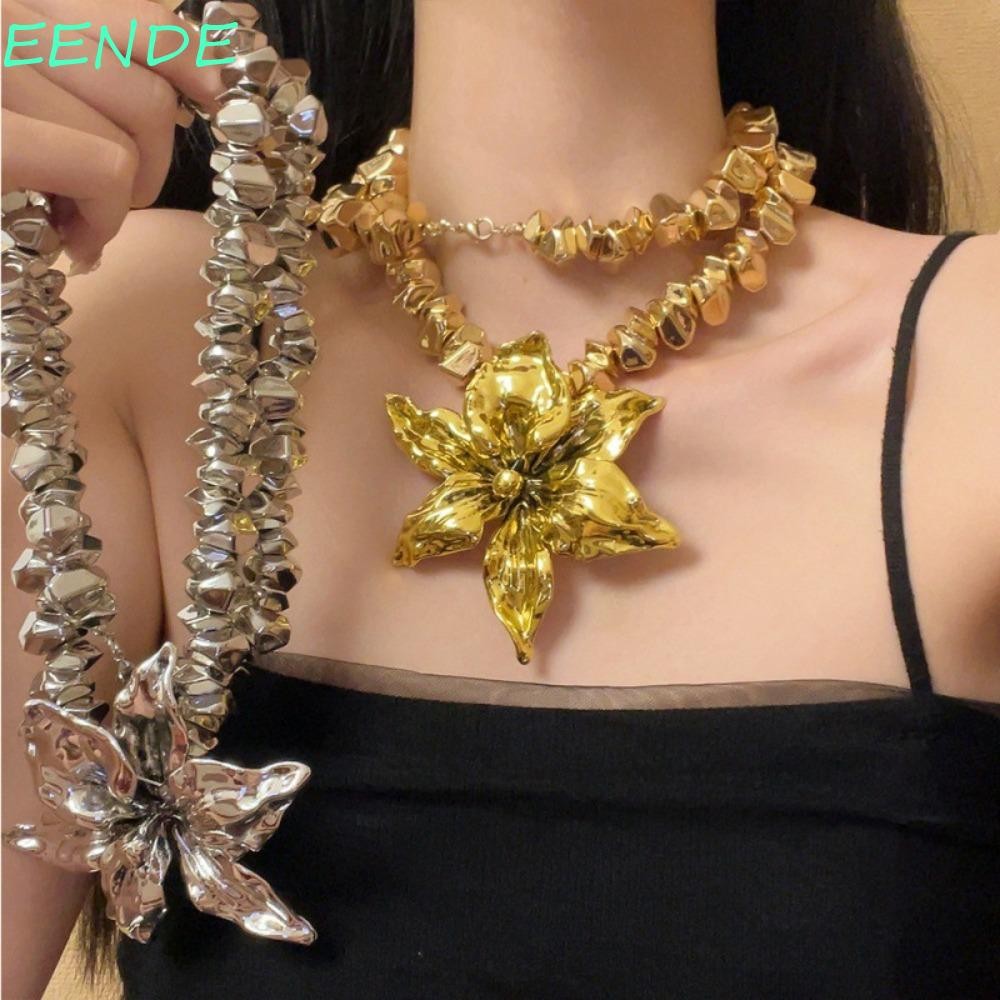 Eende สร้อยคอลูกปัดหินดอกไม้, สร้อยคอจี้ดอกไม้โลหะผสมโบฮีเมียน, เครื่องประดับงบวินเทจเงินโอ้อวดเค้นคองานแต่งงาน