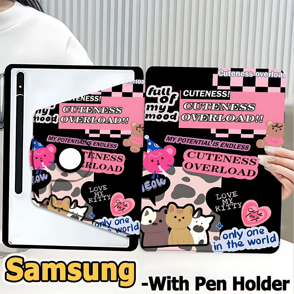 เคสฝาพับ ซัมซุง Tab case S6 lite S9 S10+ S8 S7 S7FE S9FE S9FE+ A8 A9 A9+ Samsung Galaxy Tab S8+ S9+ S7+ A7 lite 360°หมุน แนวตั้ง แนวนอน เคส Galaxy /รูปแบบการ์ตูน เคสฝาพับ Samsung ราคา ถูกที่สุด ดีลบีเคเค