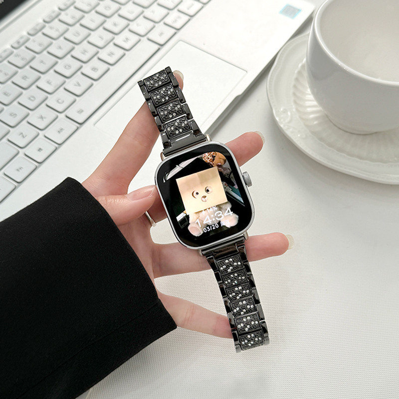 สําหรับ Xiaomi Redmi Watch 4/ 3 Active/2 Lite Smartwatch สายคล้องคอสร้อยข้อมือ Redmi Watch4 สายรัดข้อมือเพชรผู้หญิงสแตนเลสสตีล