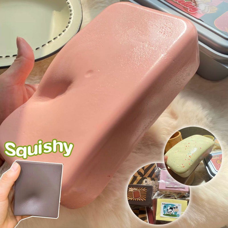 พร้อมส่ง Squishy ของเล่นบีบสกุชชี่ สกุชชี่ ไอติมมูส ของเล่นบีบอัด รูปครีมเนยอิฐ บีบคลายเครียด
